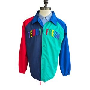 Teddy Fresh‎ Mens Colorblock Coaches Jacket Polyester Embroidered Logo Large